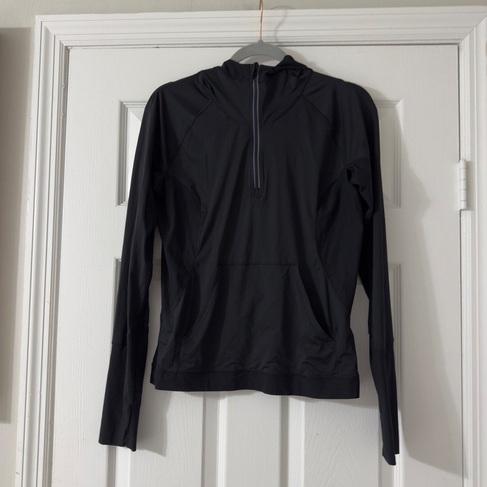 Lululemon Sleek Performance 1/2 Zip Hood Black Estimated Size 6